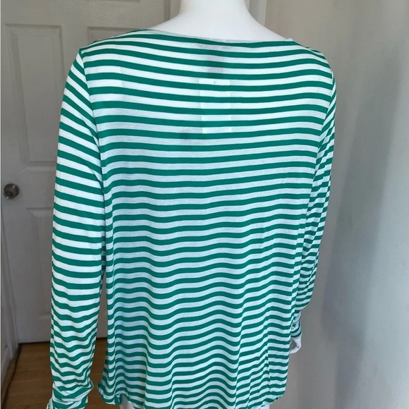 H&M Striped Long Sleeve Top Womens XL Green Tee Soft Stretch NWT - Picture 4 of 9
